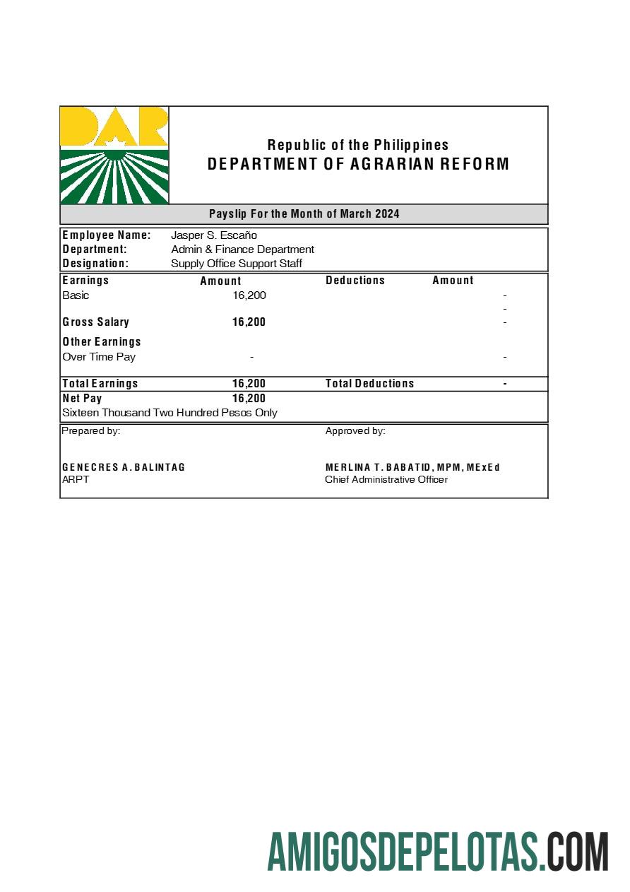 Realista Modelo de recibo de pagamento do Departamento de Reforma Agrária das Filipinas em formatos Excel e PDF.pdf, 1